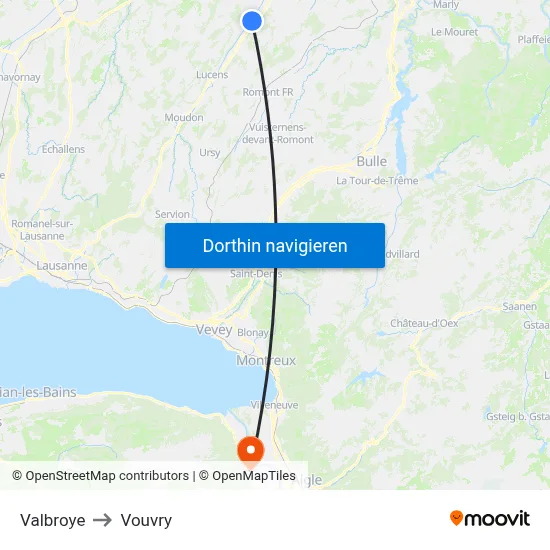 Valbroye to Vouvry map