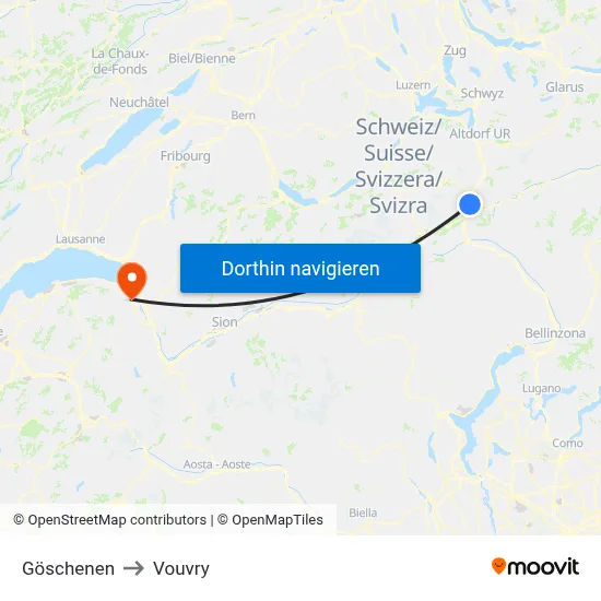 Göschenen to Vouvry map