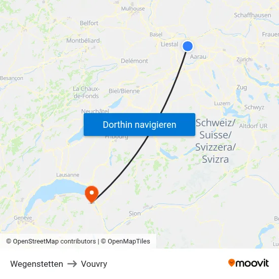 Wegenstetten to Vouvry map