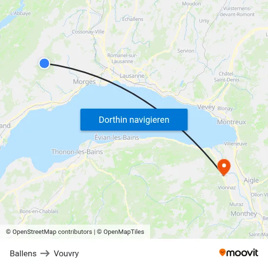 Ballens to Vouvry map