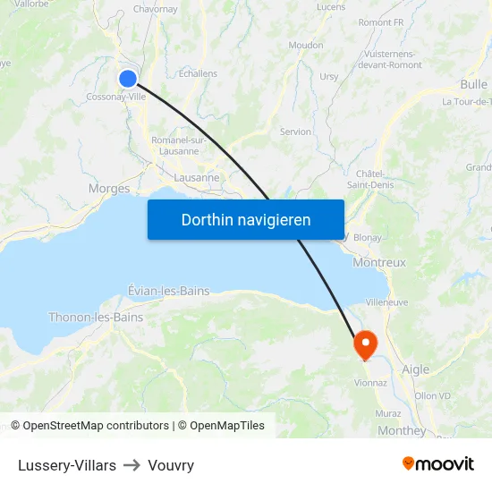 Lussery-Villars to Vouvry map
