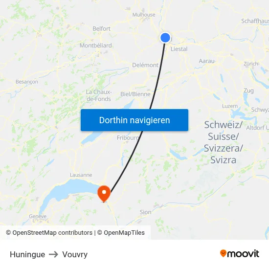 Huningue to Vouvry map