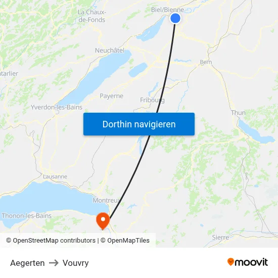 Aegerten to Vouvry map