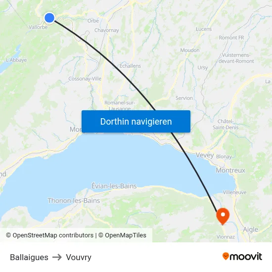 Ballaigues to Vouvry map