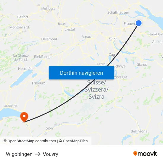 Wigoltingen to Vouvry map