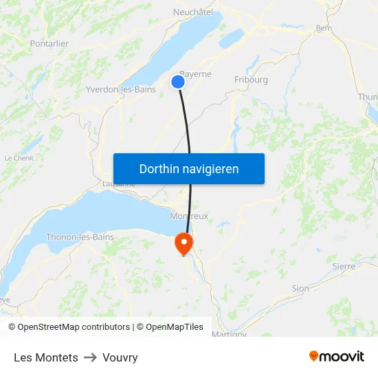 Les Montets to Vouvry map