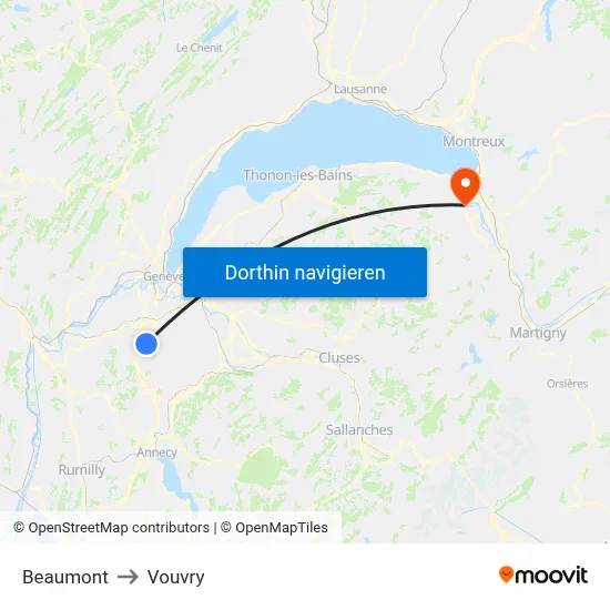 Beaumont to Vouvry map