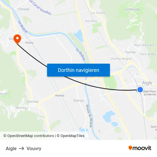 Aigle to Vouvry map