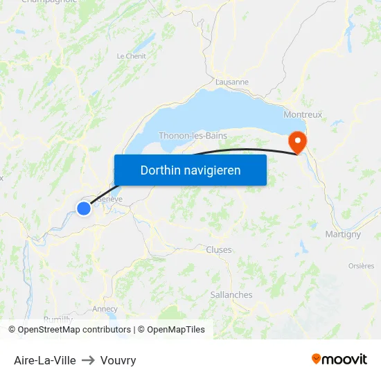 Aire-La-Ville to Vouvry map