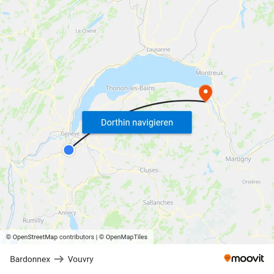 Bardonnex to Vouvry map