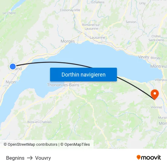 Begnins to Vouvry map