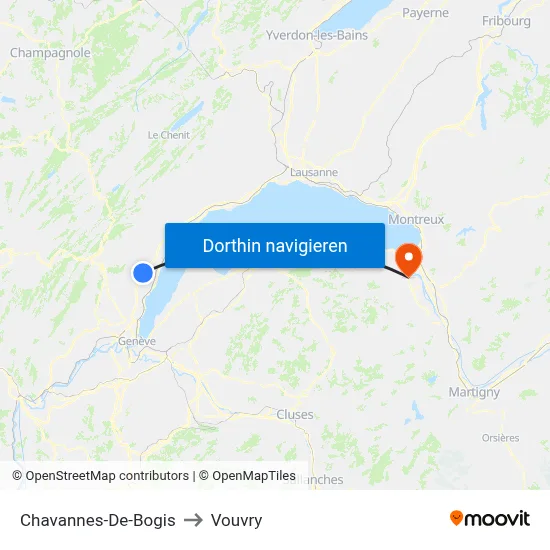 Chavannes-De-Bogis to Vouvry map