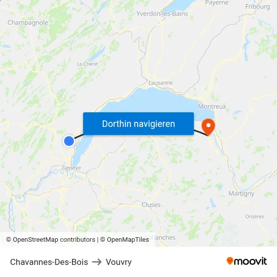 Chavannes-Des-Bois to Vouvry map