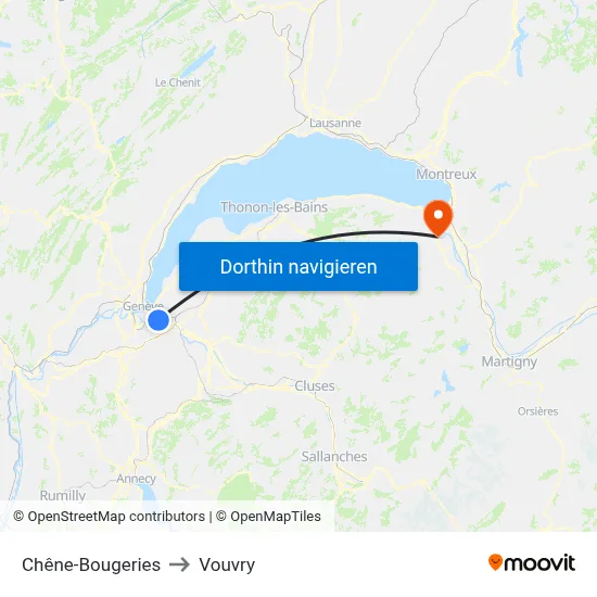 Chêne-Bougeries to Vouvry map