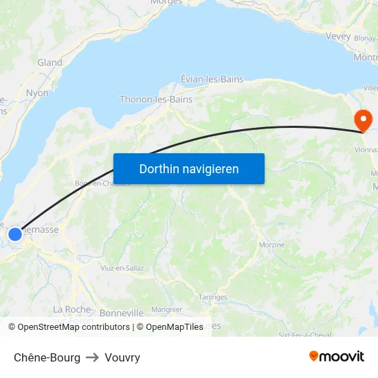Chêne-Bourg to Vouvry map