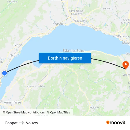 Coppet to Vouvry map