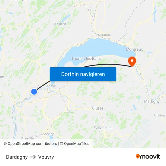 Dardagny to Vouvry map