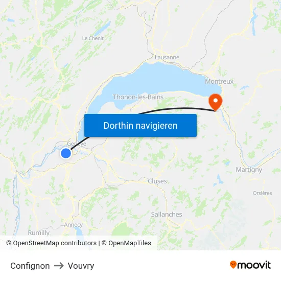 Confignon to Vouvry map