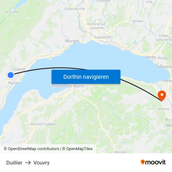 Duillier to Vouvry map