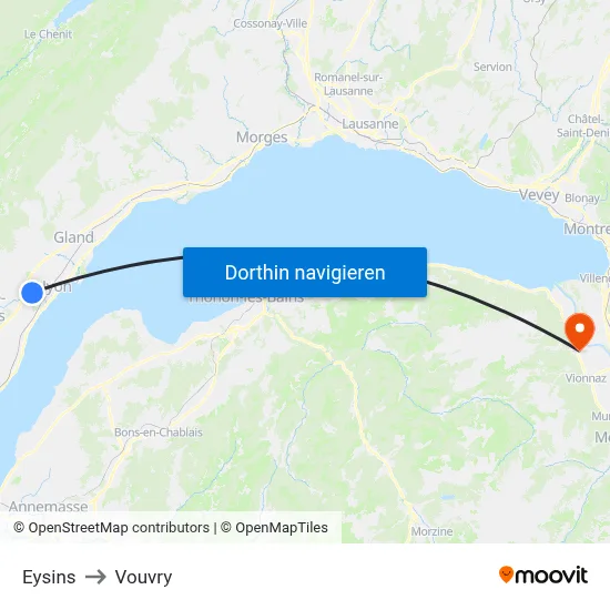 Eysins to Vouvry map