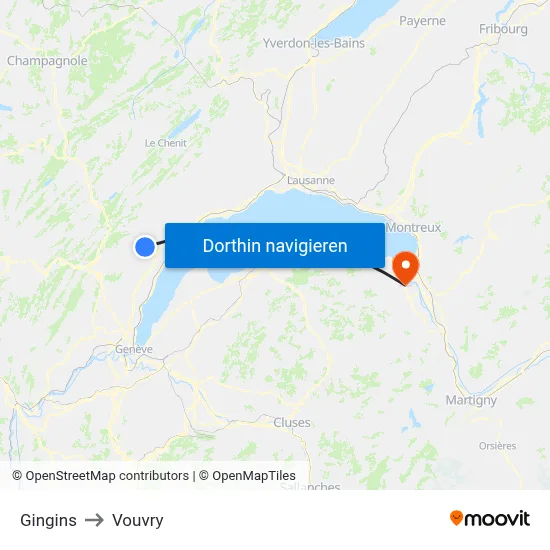 Gingins to Vouvry map