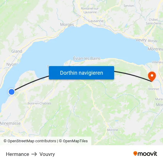 Hermance to Vouvry map