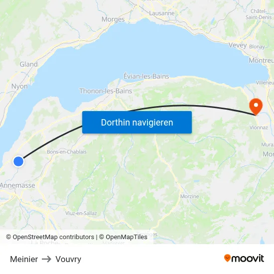 Meinier to Vouvry map