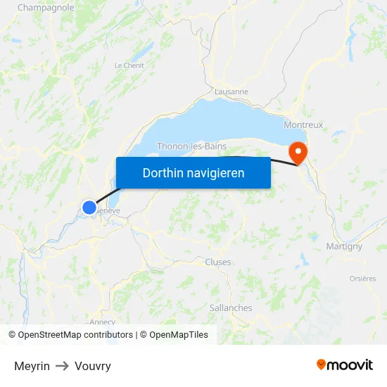 Meyrin to Vouvry map