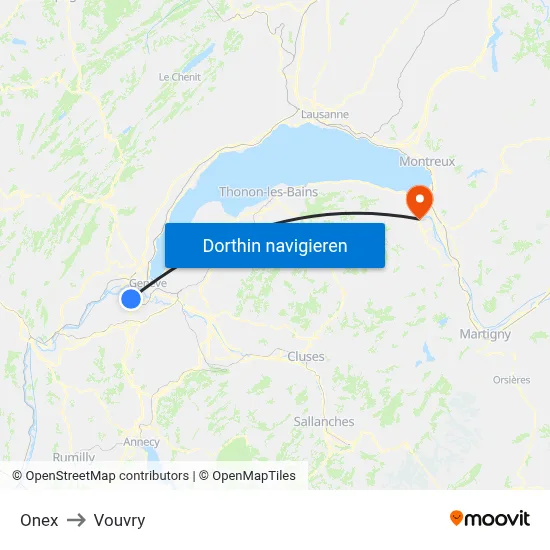 Onex to Vouvry map