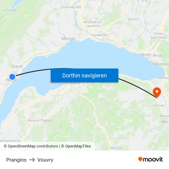 Prangins to Vouvry map
