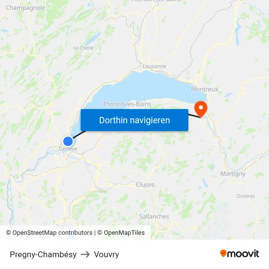 Pregny-Chambésy to Vouvry map