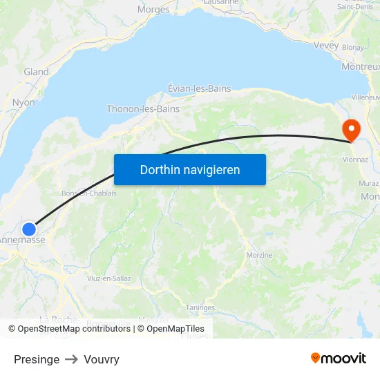 Presinge to Vouvry map