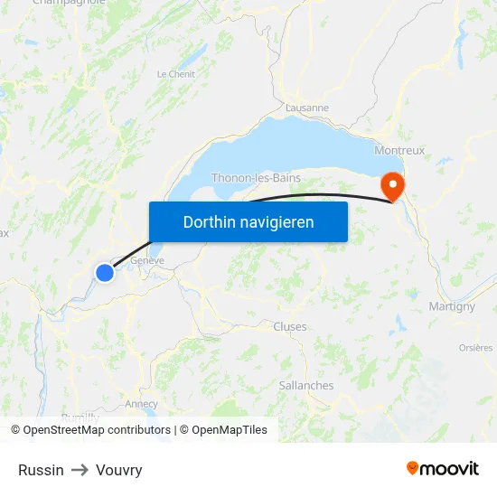 Russin to Vouvry map