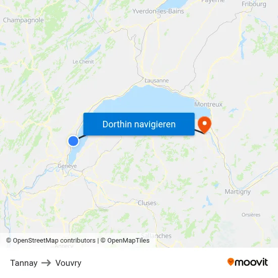 Tannay to Vouvry map