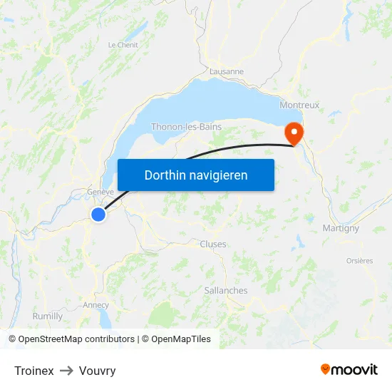Troinex to Vouvry map