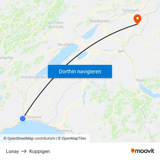 Lonay to Koppigen map