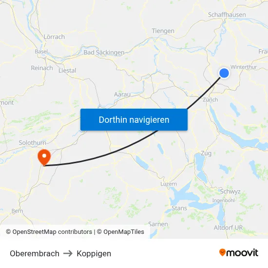 Oberembrach to Koppigen map