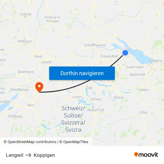 Lengwil to Koppigen map