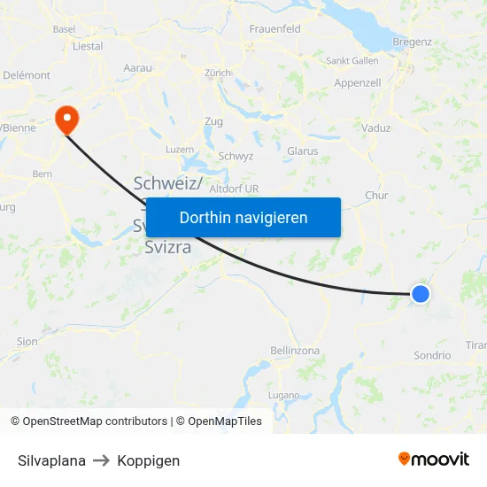 Silvaplana to Koppigen map
