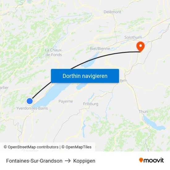 Fontaines-Sur-Grandson to Koppigen map