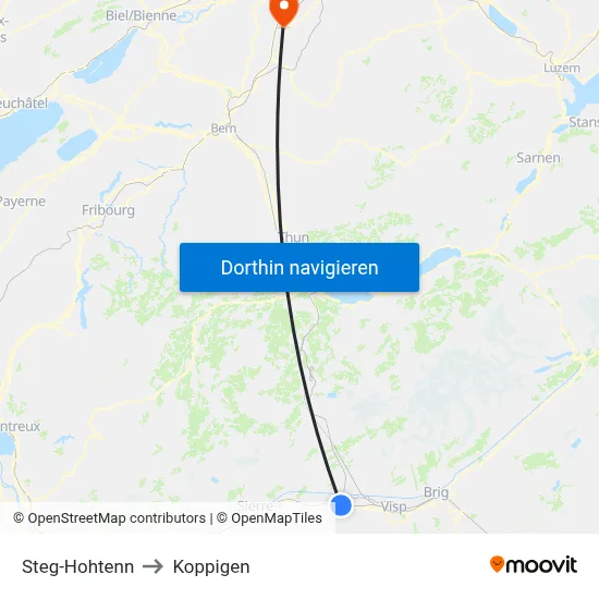 Steg-Hohtenn to Koppigen map