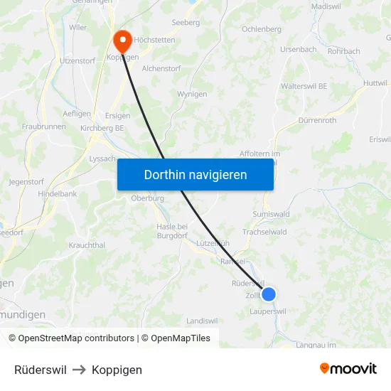 Rüderswil to Koppigen map