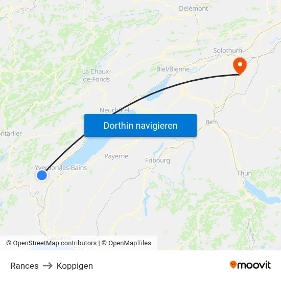 Rances to Koppigen map