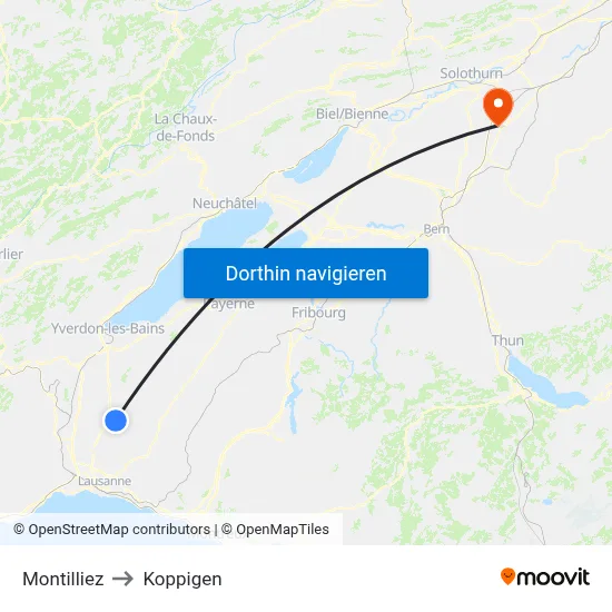 Montilliez to Koppigen map