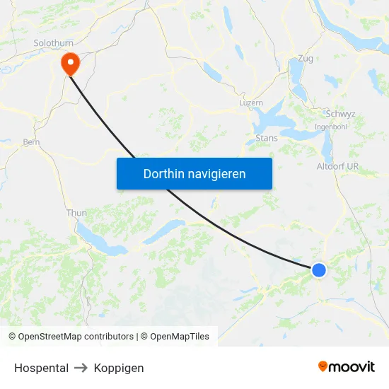 Hospental to Koppigen map