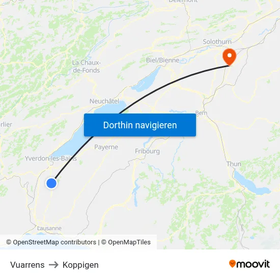 Vuarrens to Koppigen map