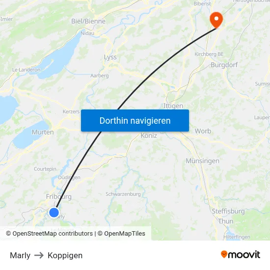 Marly to Koppigen map