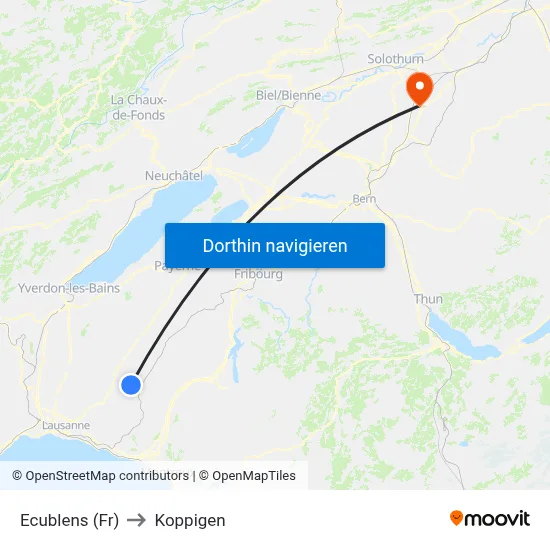 Ecublens (Fr) to Koppigen map