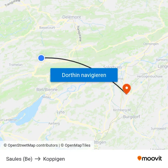 Saules (Be) to Koppigen map