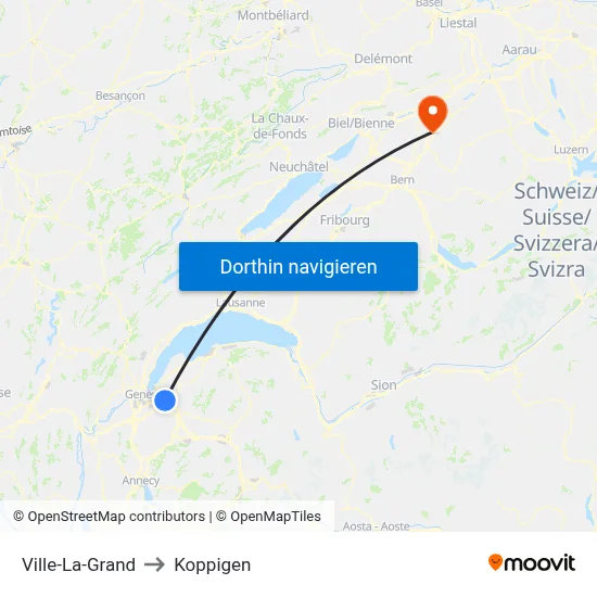 Ville-La-Grand to Koppigen map